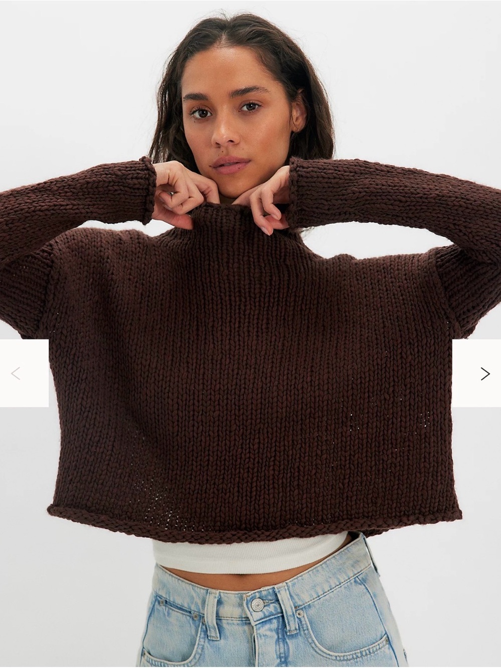 Free People Opal Rollneck Knit Sweater Color: Chicory Coffee XS NWT